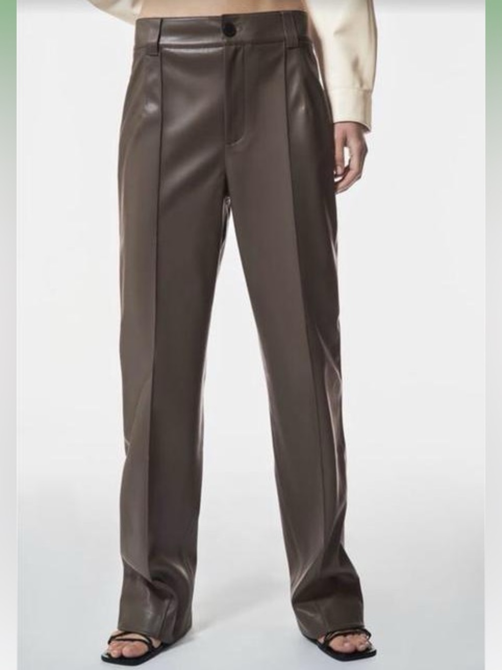 Zara THE FRANCOISE FULL LENGTH STRAIGHT LEG PANTS. Brown. Size XS. New with Tags